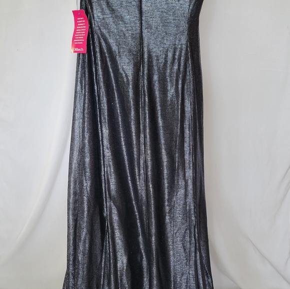 TAHARI Arthur S. Levine Metallic Blue Cap Sleeve Gathered Formal Dress Sz 12 - Picture 3 of 8